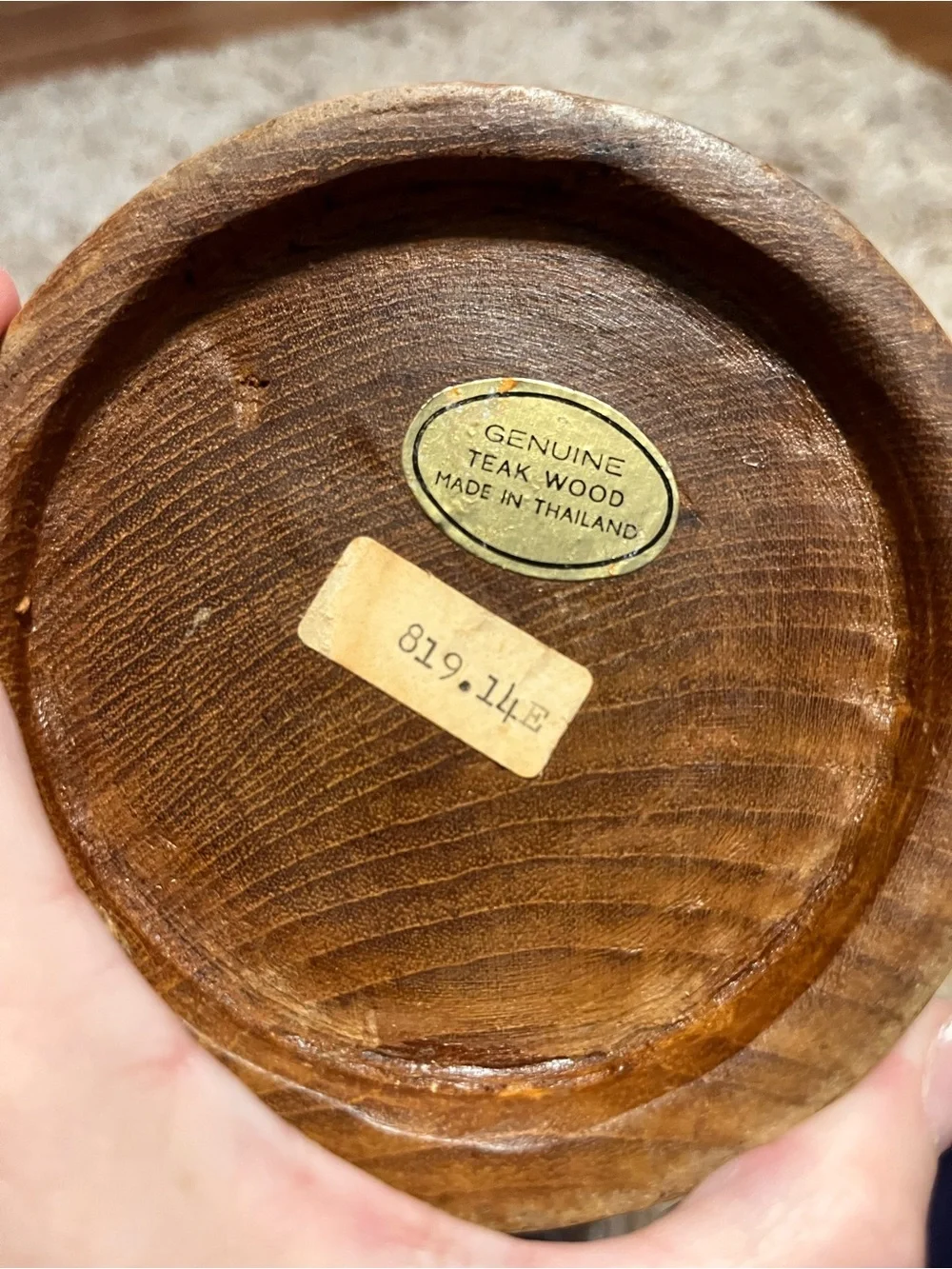 Vintage Mid-Century Modern Genuine Teak Wood Lg Ice Bucket Lid 15” MCM Thailand